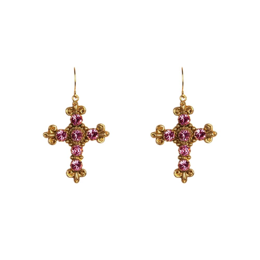 VIRGINS SAINTS & ANGELS VSA Addie Earrings Gold & Fuchsia Pink
